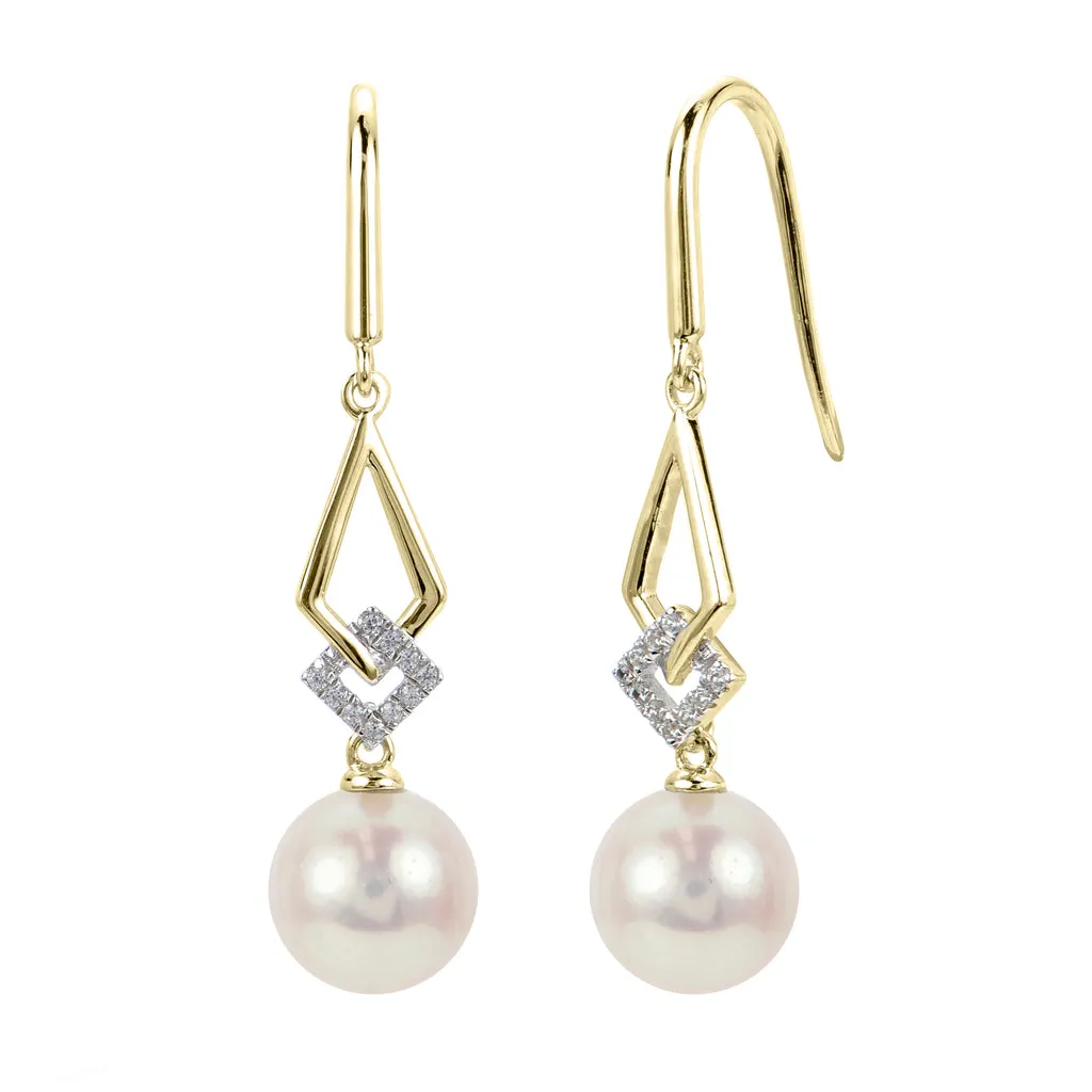 14KY Pearl & Diamond Dangle Earring