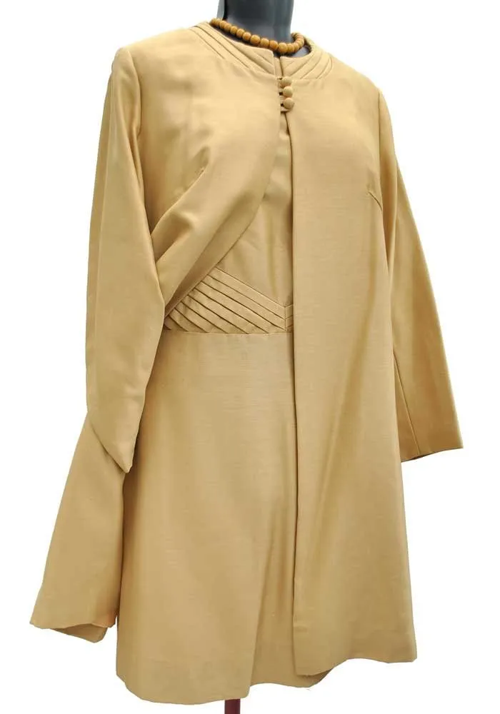 1960s Vintage Gold Mohair Shift Dress Suit • Mother of the Bride • Berketex