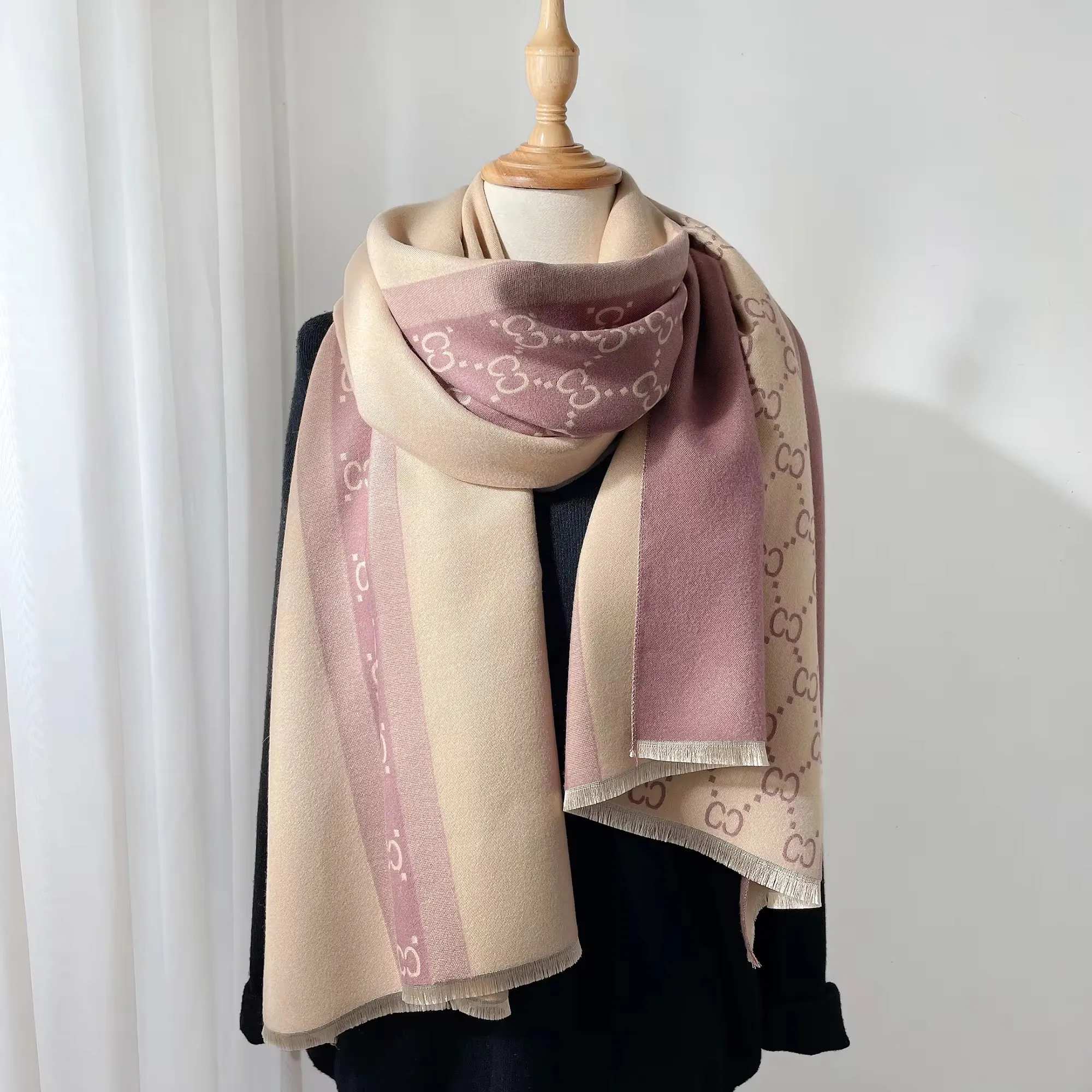 2023 New Winter Women'S Scarf Luxury Design Double Sided Cashmere Feel Scarf Warm Scarf Shawl