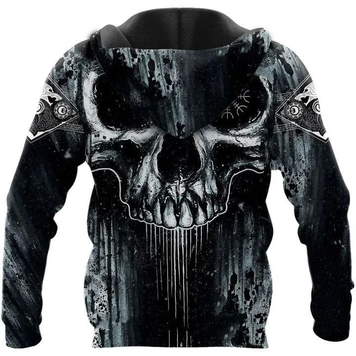 3D All Over Print Viking Skull Hoodies, Viking Hoodies, Viking Clothing