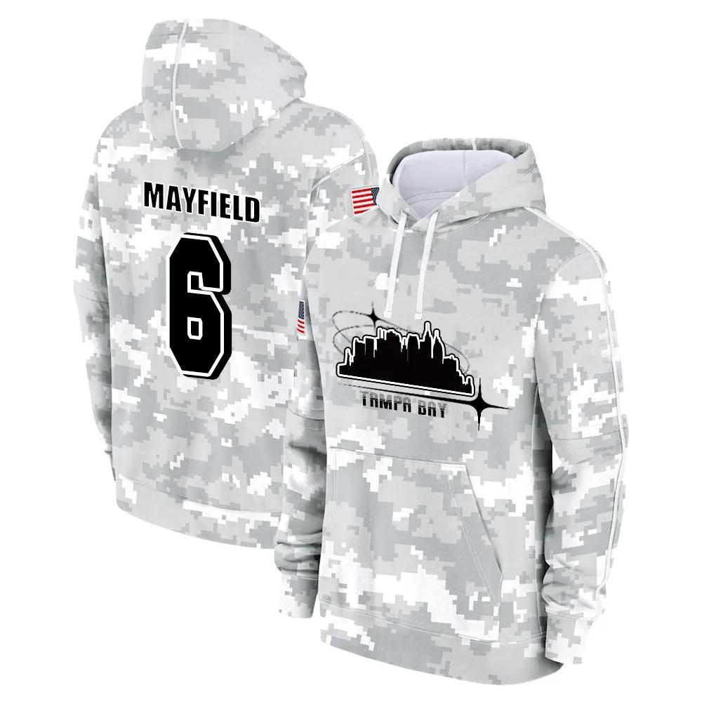 #6 Mayfield Salute to Players Hoodie Tampa Bay Buccaneers Fashion Fan Hoodies Fall Fleece Tops American Football Fan Gifts