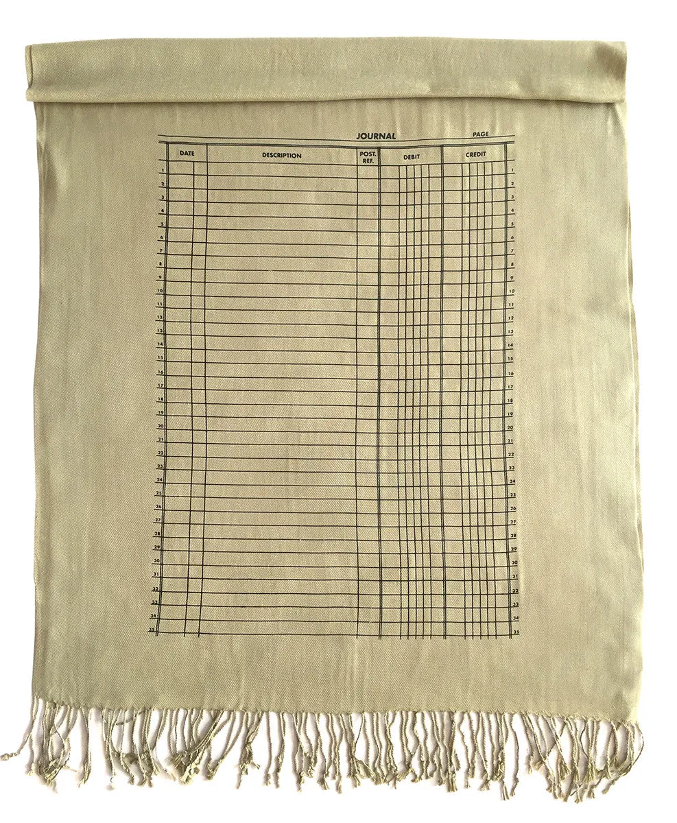 Accountant Scarf. Ledger Paper pashmina