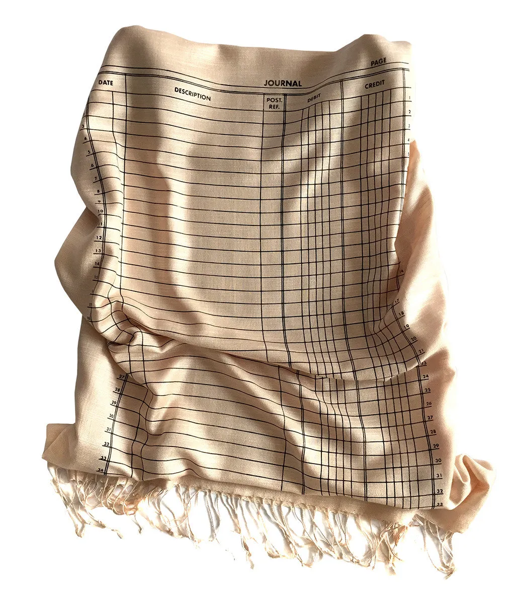 Accountant Scarf. Ledger Paper pashmina