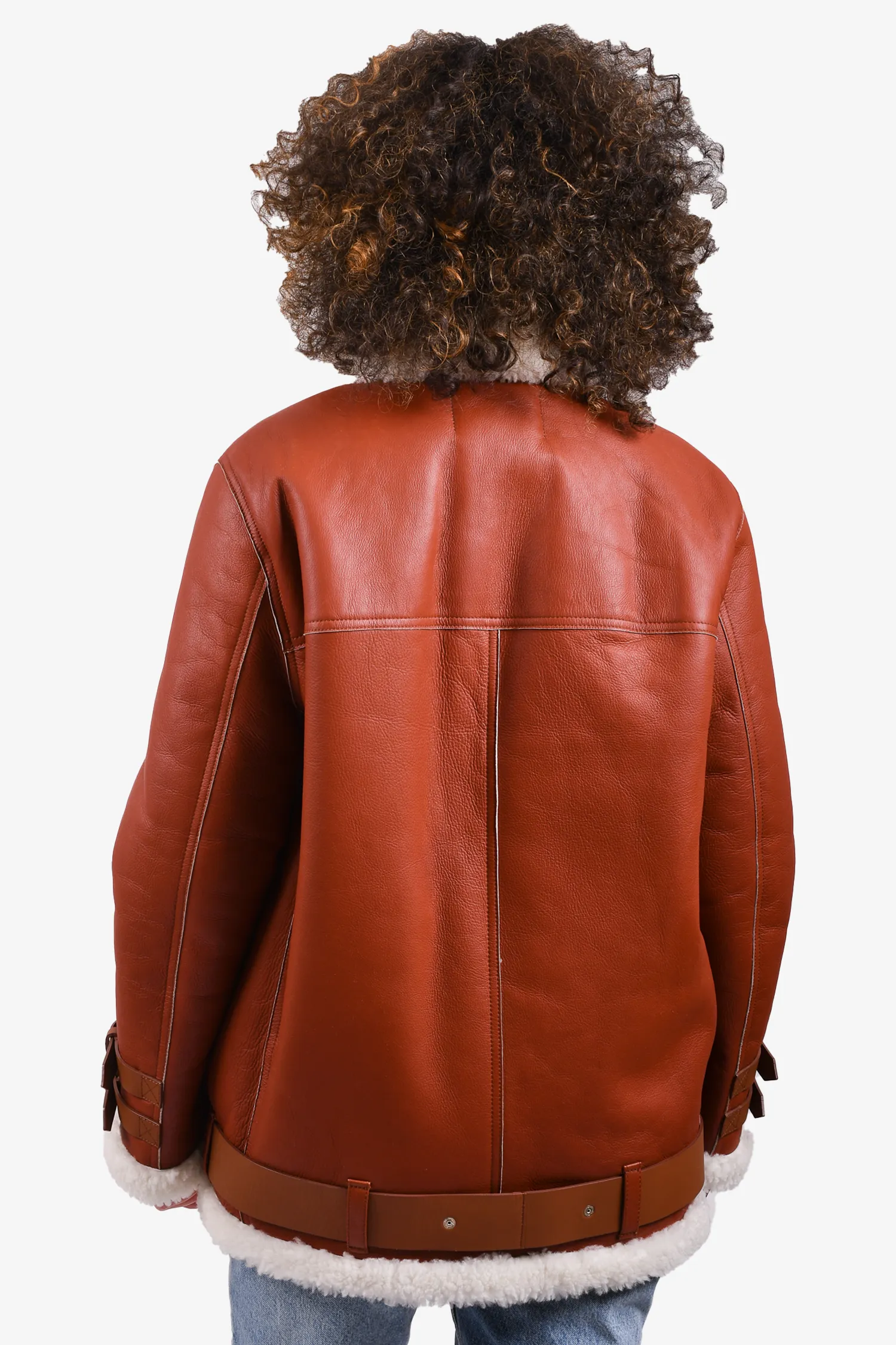 Acne Studios Red Shearling/Leather Collared Jacket Size 38