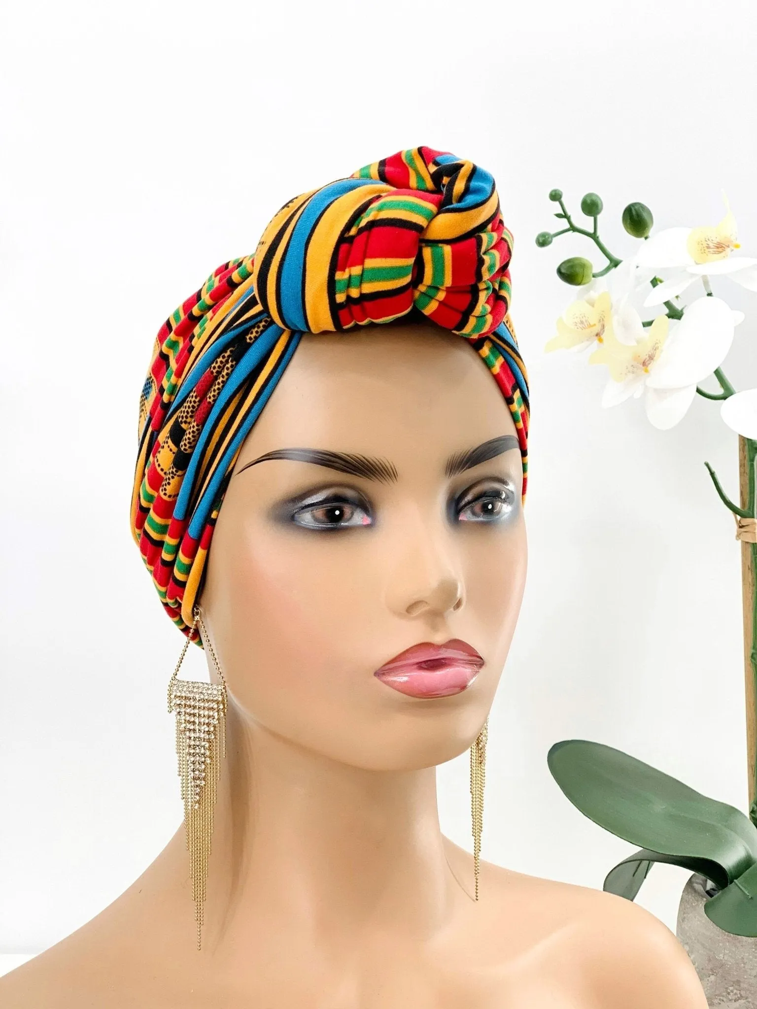 African Print Pretied Knotted Turban