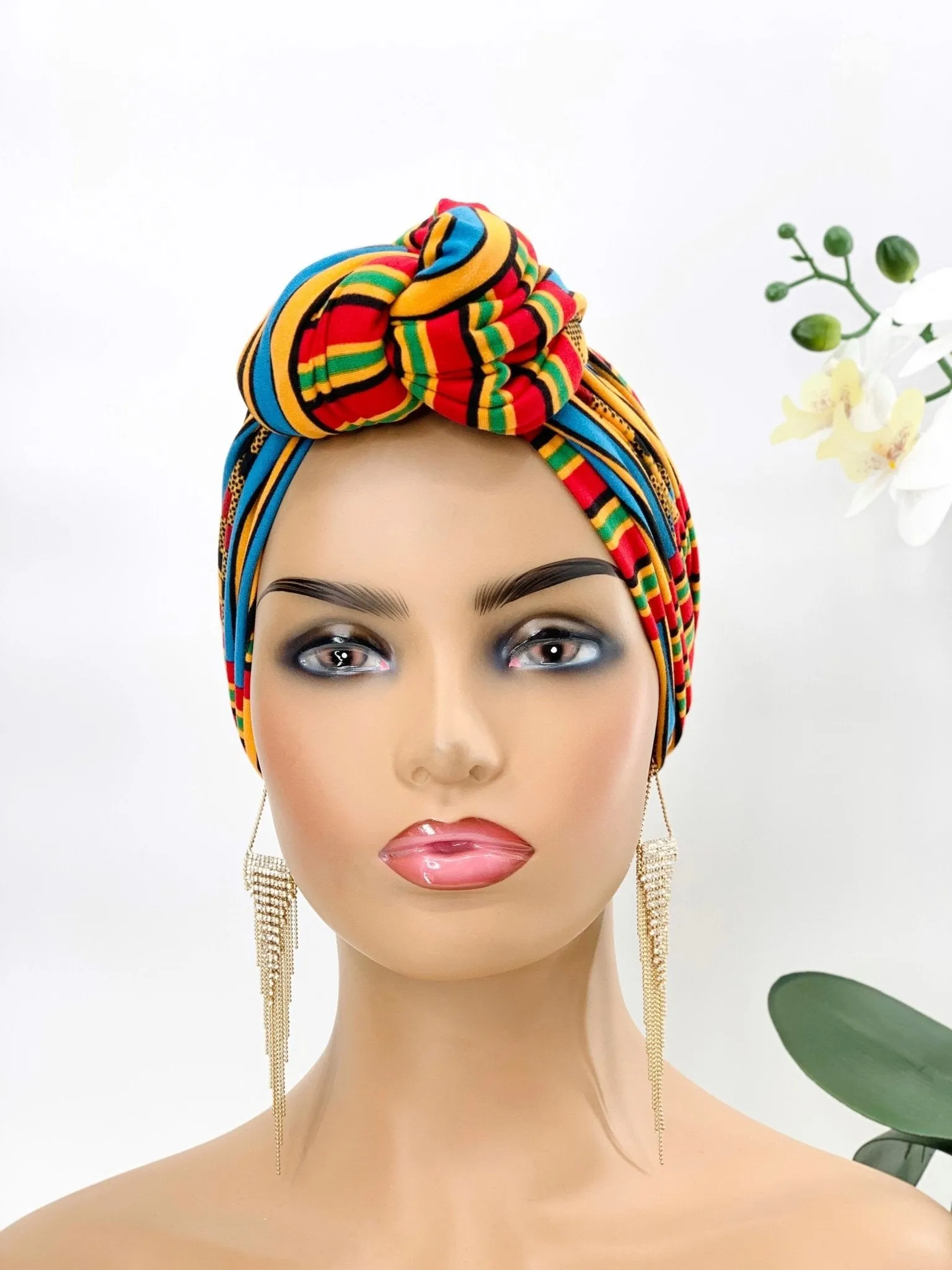 African Print Pretied Knotted Turban