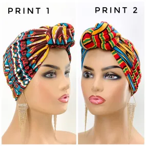 African Print Pretied Knotted Turban