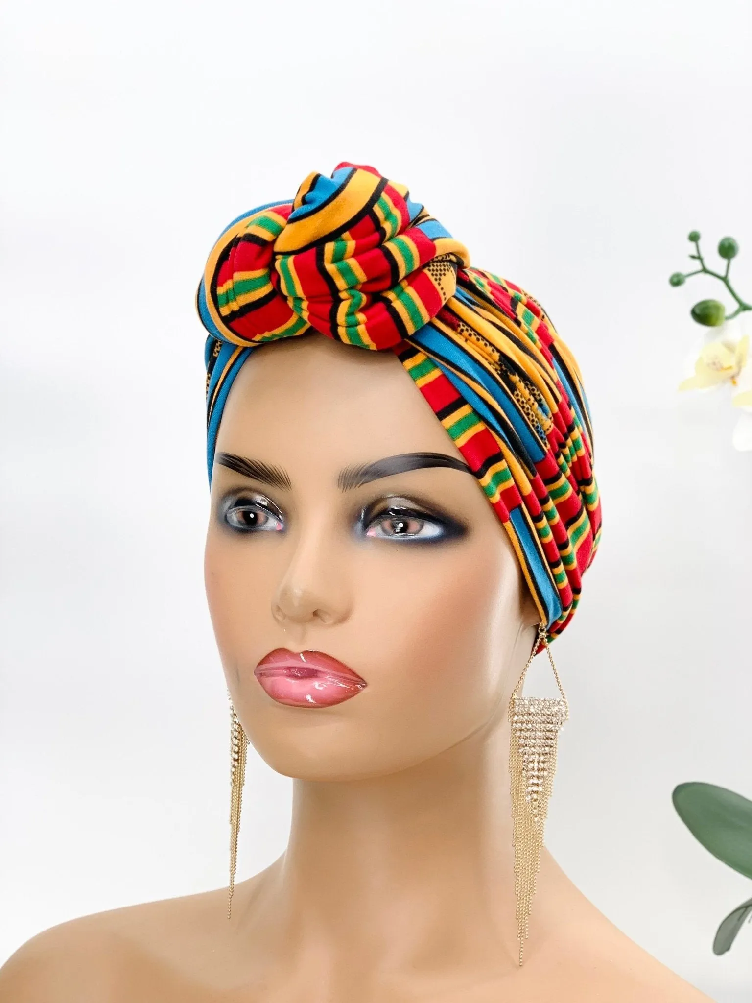 African Print Pretied Knotted Turban