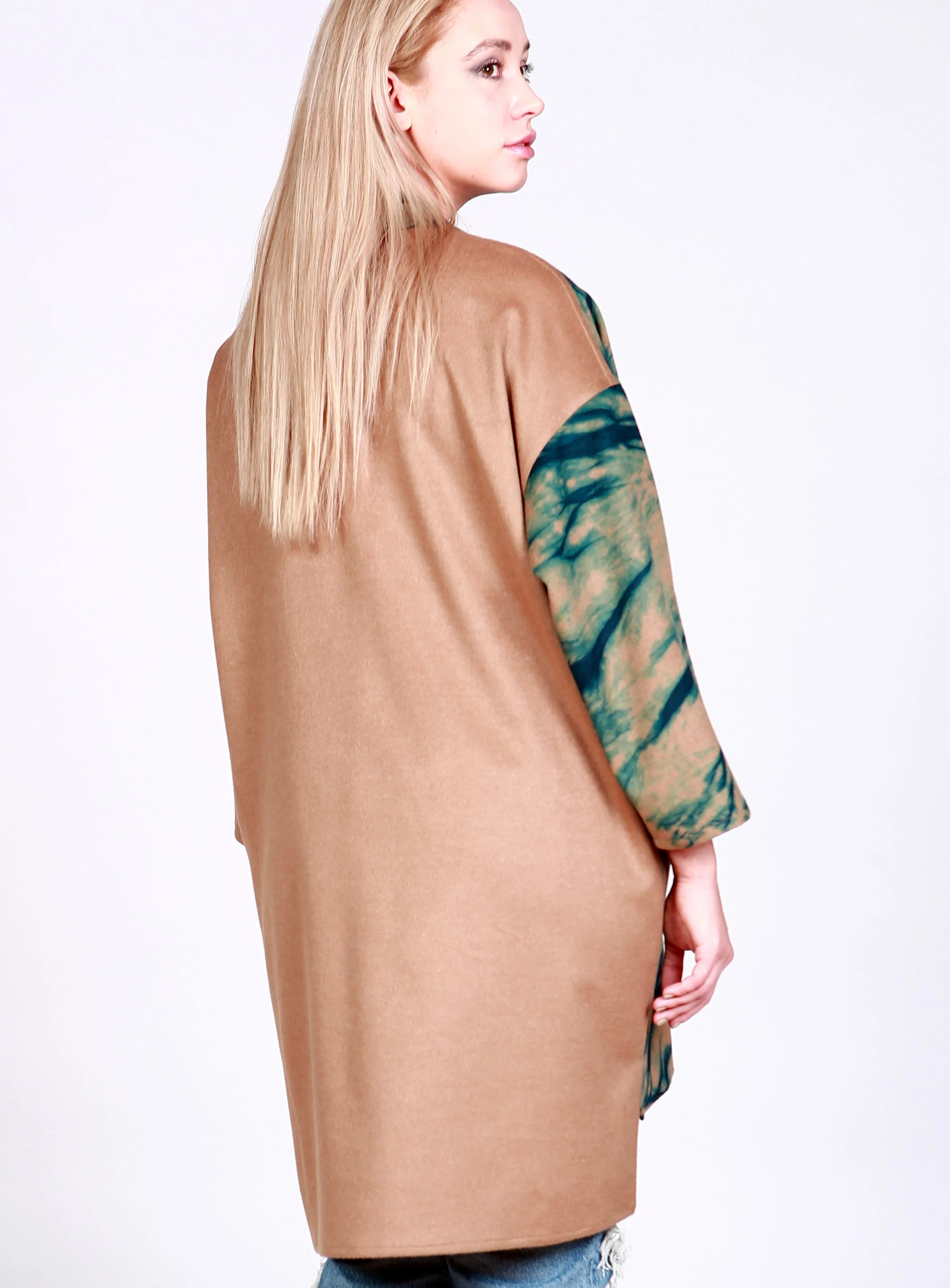 Asymmetrical Cashmere Wool Coat with Wrap Collar