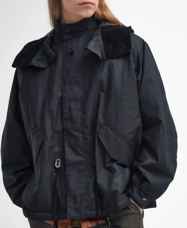 BARBOUR Short Wind Waxed Parka Classic Black