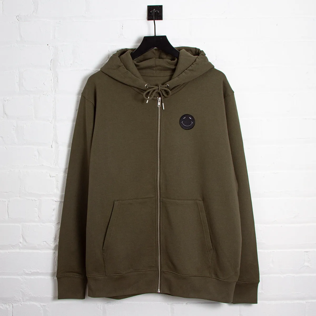 BB Smiley Crest - Zipped Hood - Khaki