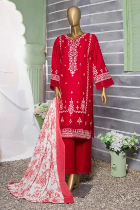 Bin Saeed Stitched 3 Piece Dhanak Winter Shawl Vol-02 Collection'2022-SM-035-Red