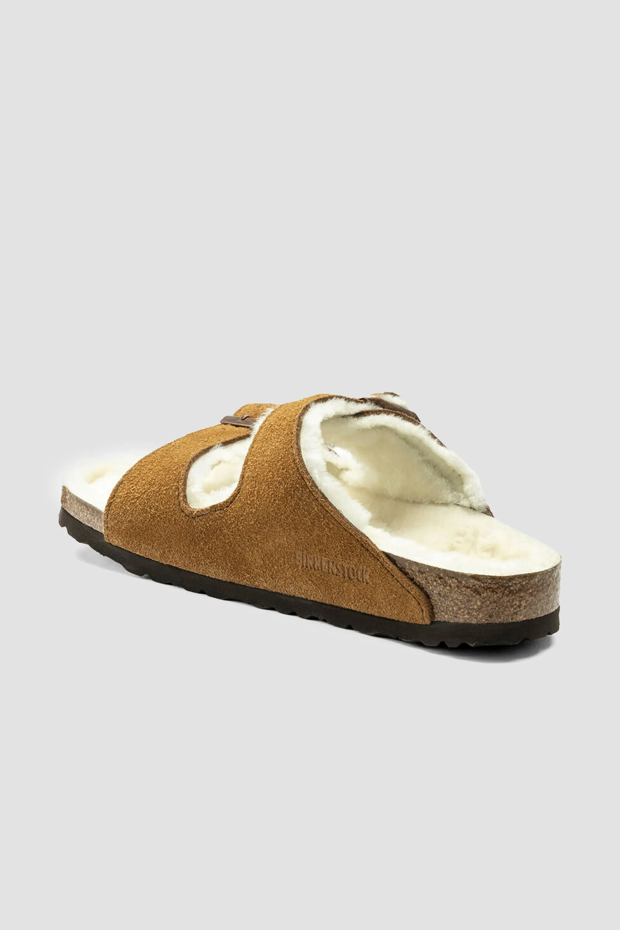 Birkenstock Arizona Shearling in Mink (Narrow)