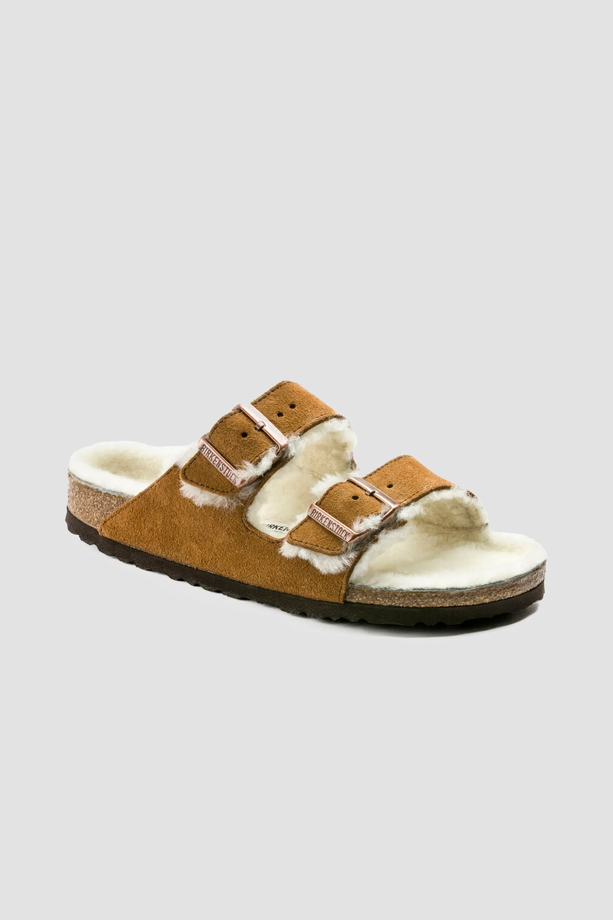 Birkenstock Arizona Shearling in Mink (Narrow)