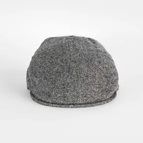 Black & White Plain Weave Wool Flat Cap