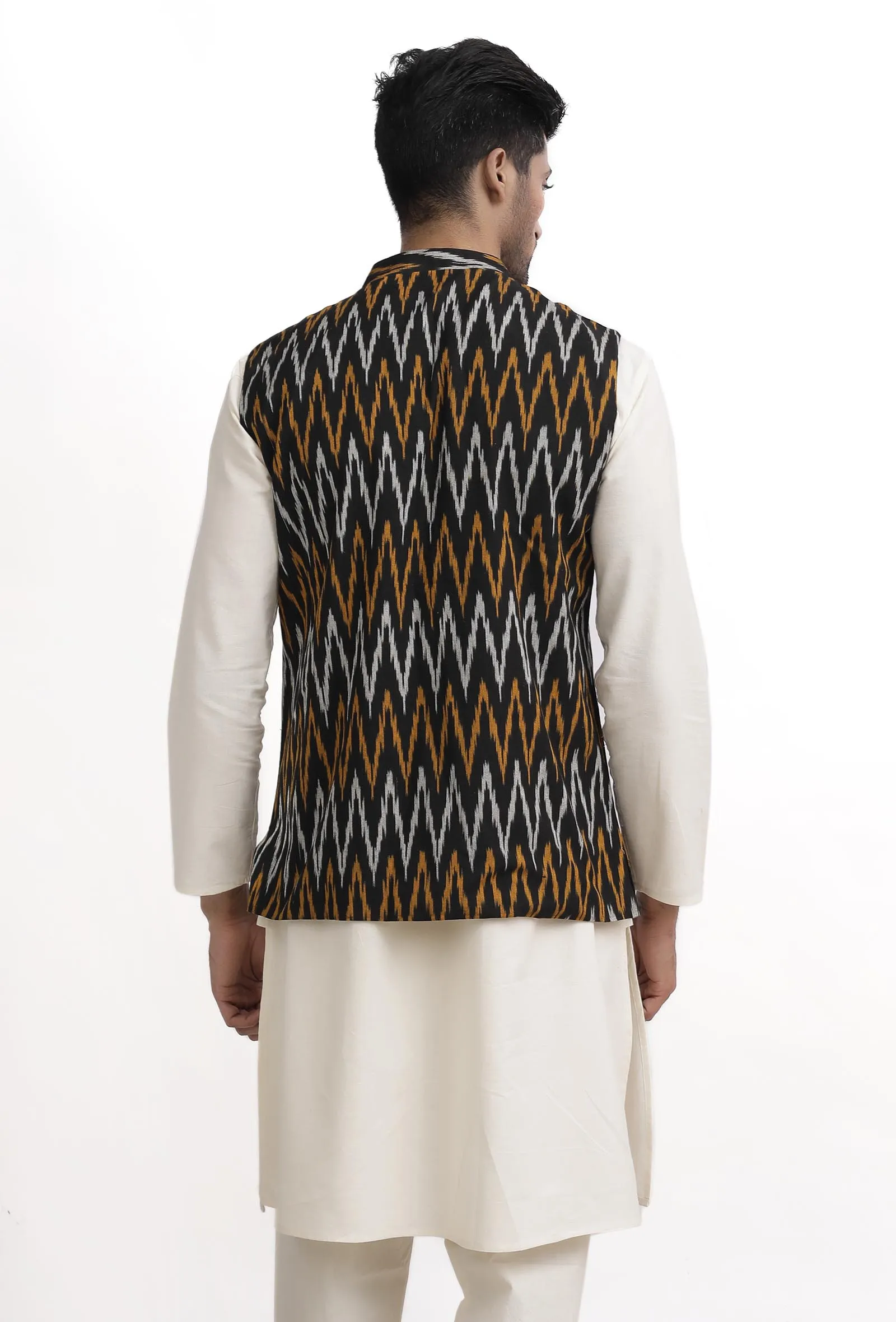 Black Ikat Nehru Jacket