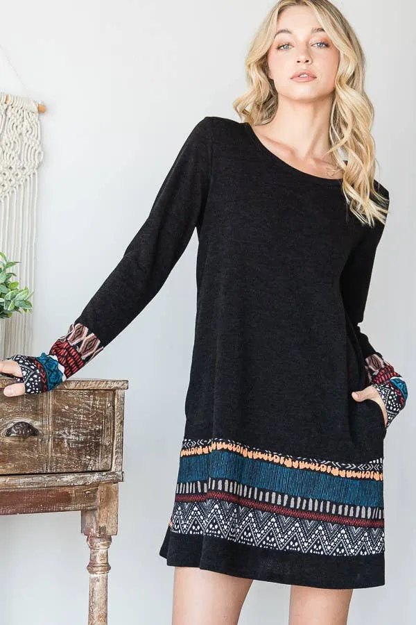 Black Tribal Trim Dress/Tunic