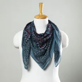 Blue - Bagru Block Printed Mul Cotton Scarf