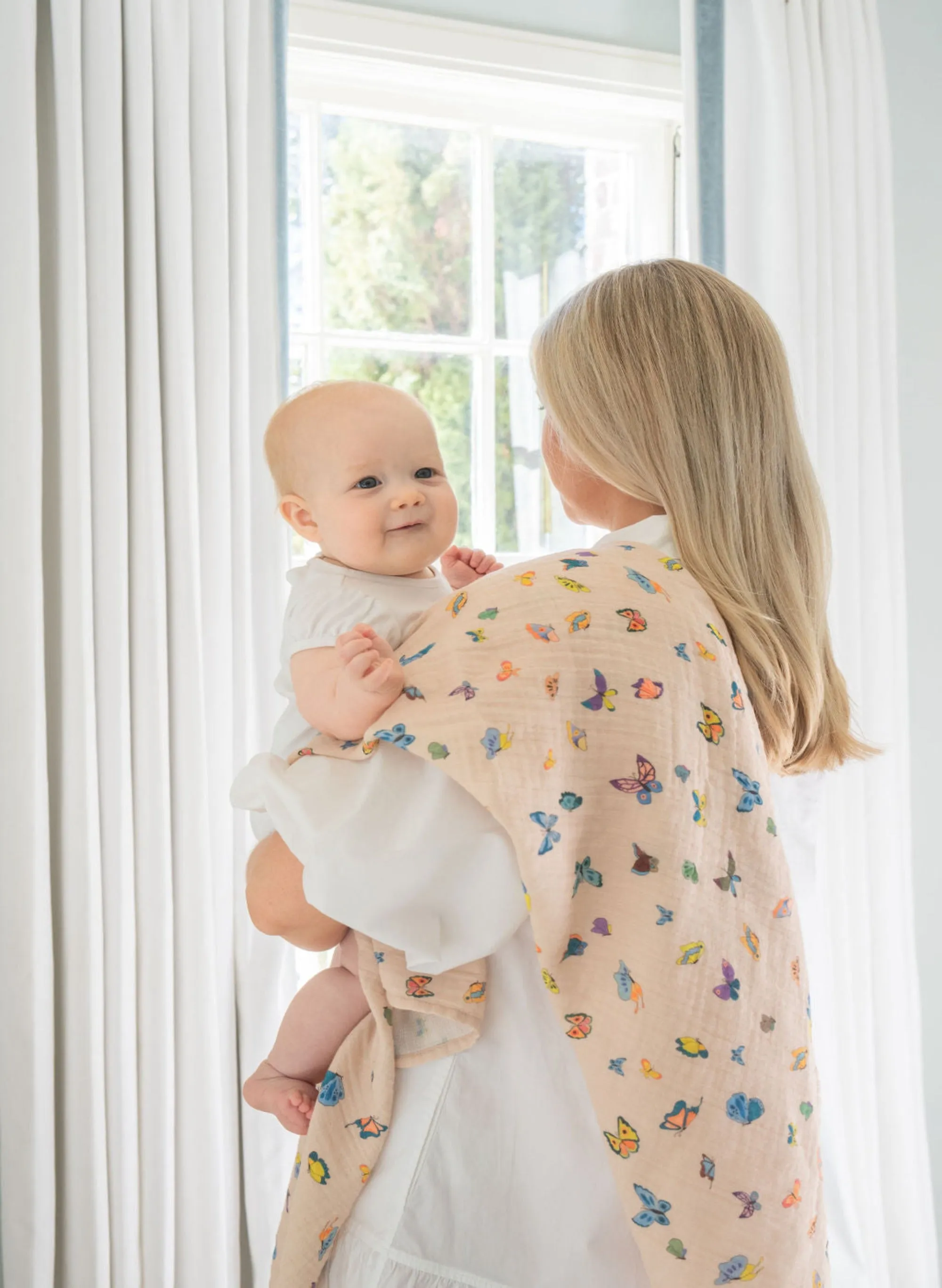 Blush Peach Madame Butterfly Shawl Blanket