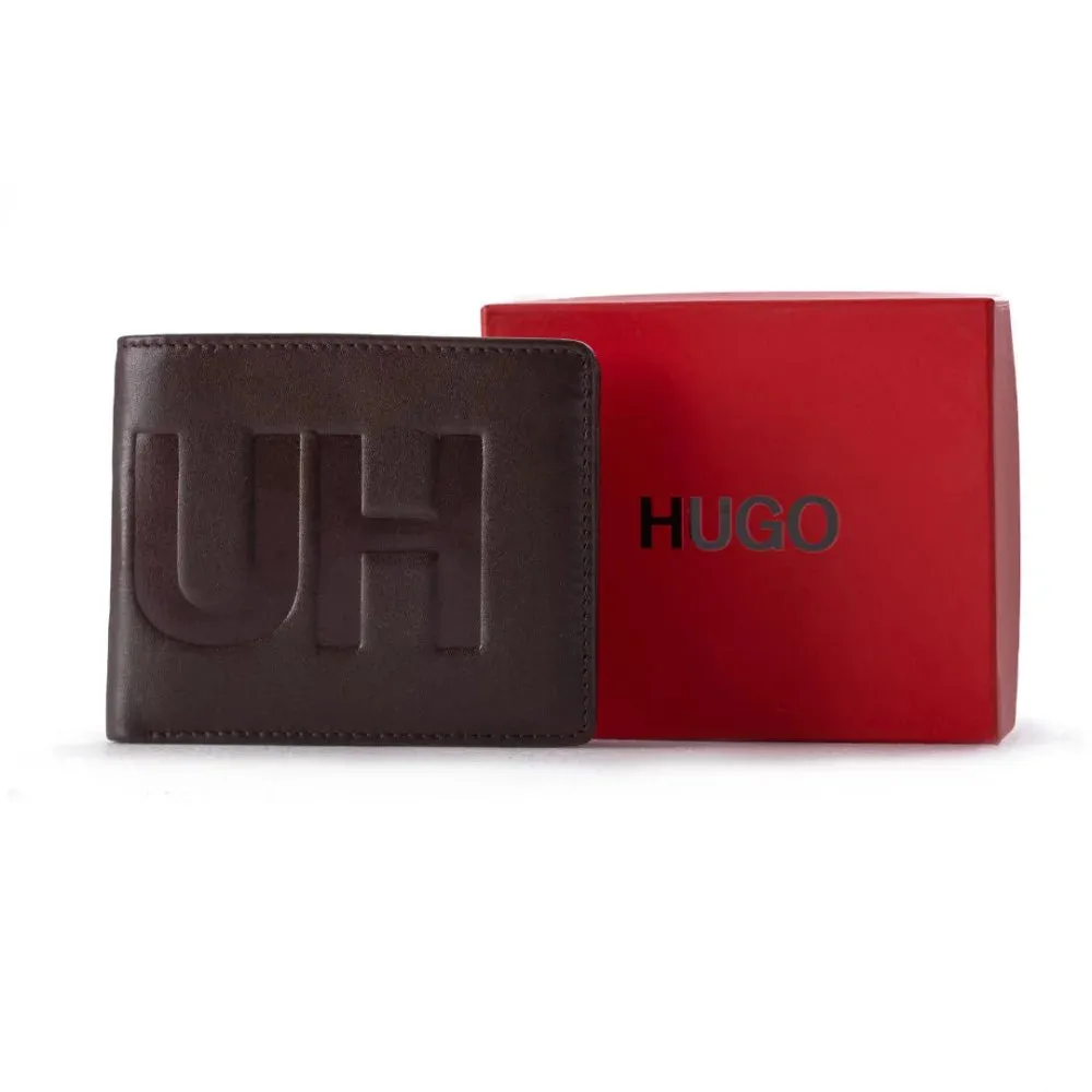 BOSS Printed HUGO logo Bi-Fold Wallet - BRN