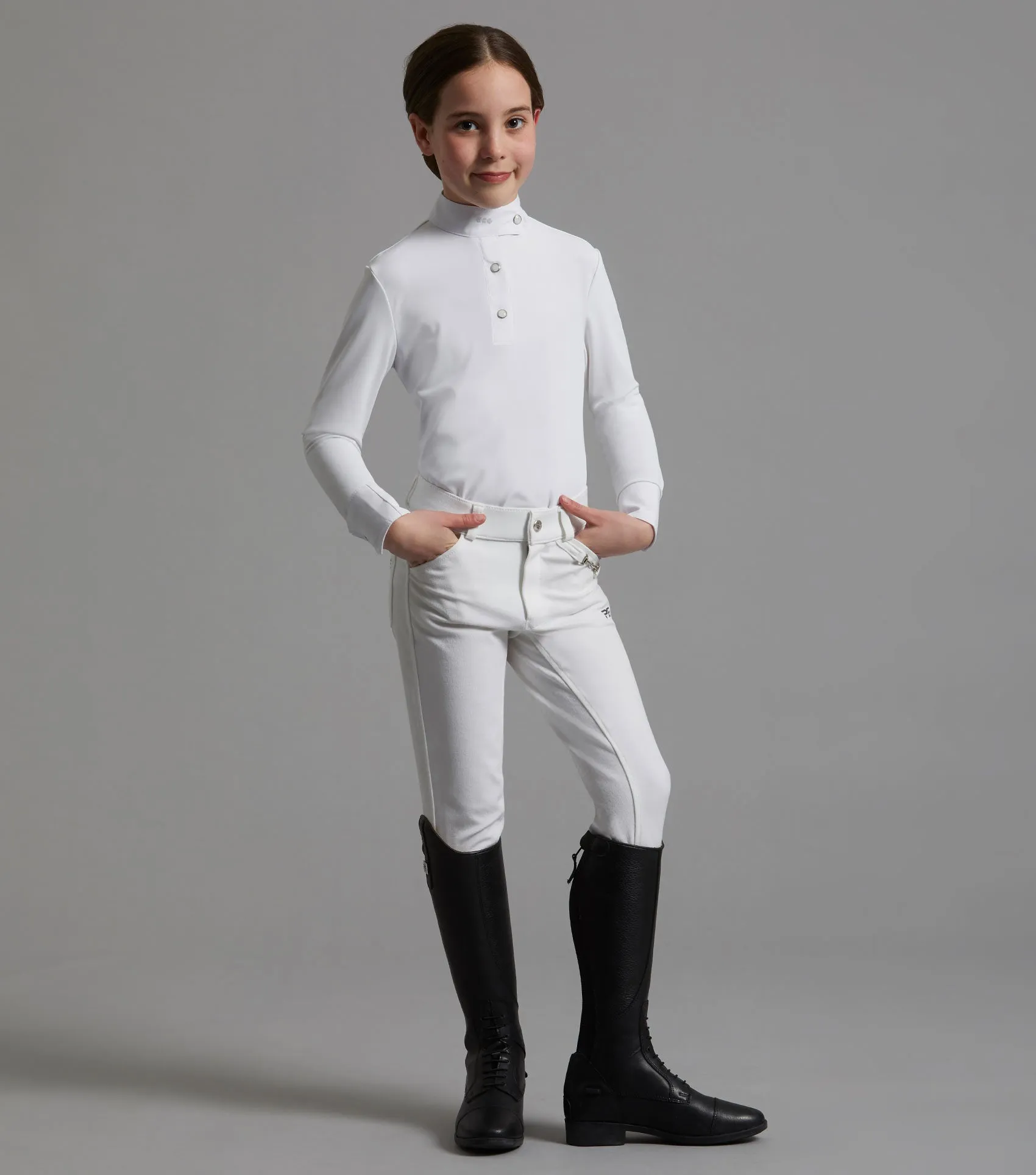 Brava Girls Full Seat Gel Competition Riding Breeches White