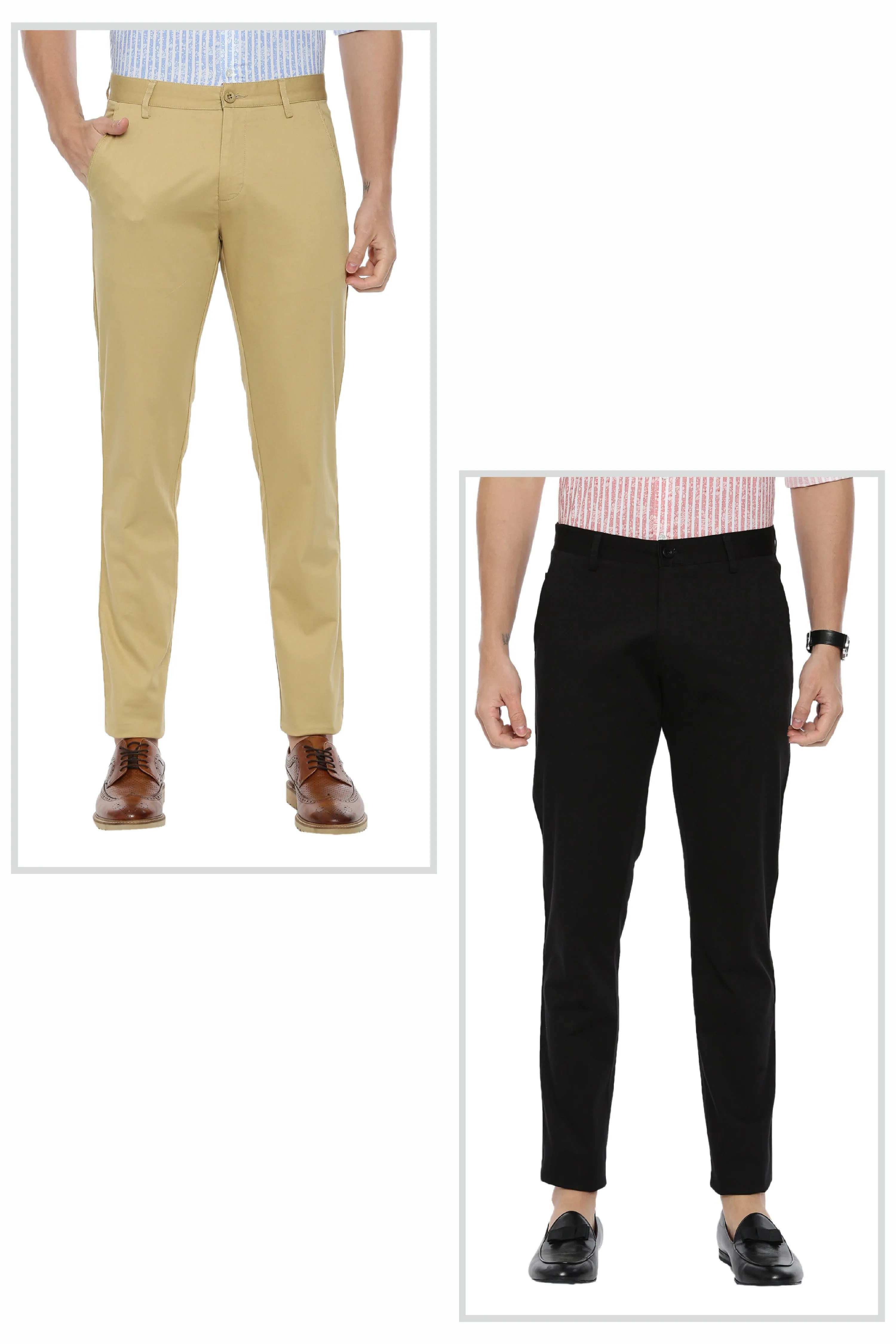 Bronx Chinos - Sandal and Navy Blue  Pack of 2 Trousers For Men | Ariser