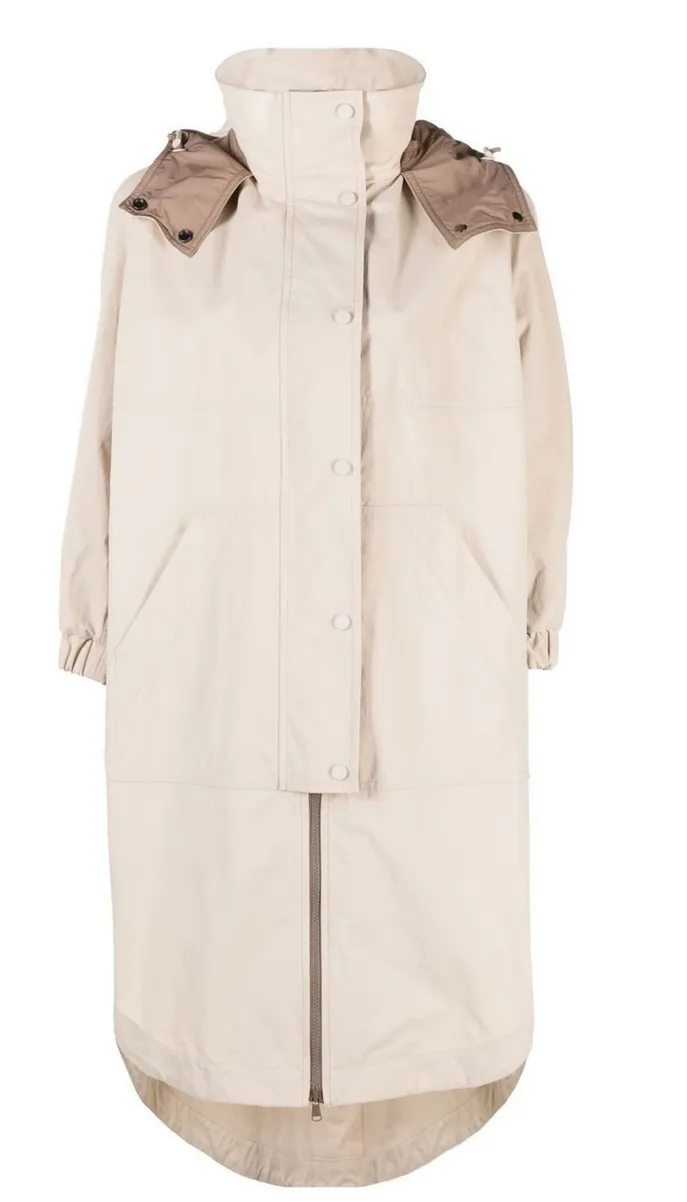 Brunello Cucinelli Women's Hooded Long Sleeved Parka In Soft Stone