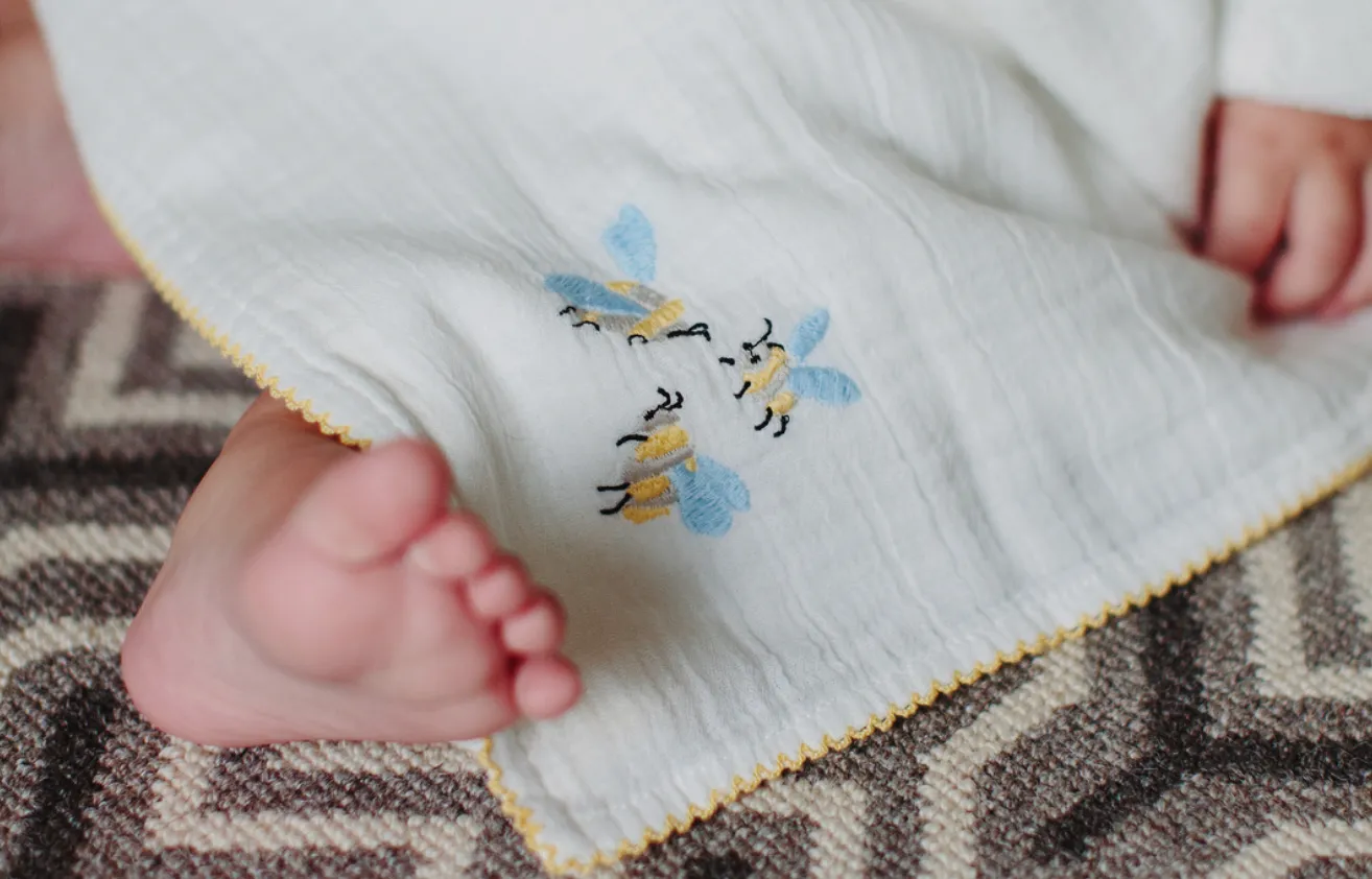 Bumblebee Embroidered Shawl Blanket