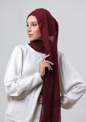 Burgundy- Classic Shawl- Plain Crinkled Chiffon