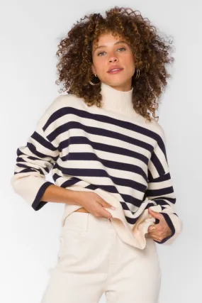 Caden Navy Ivory Stripe Sweater