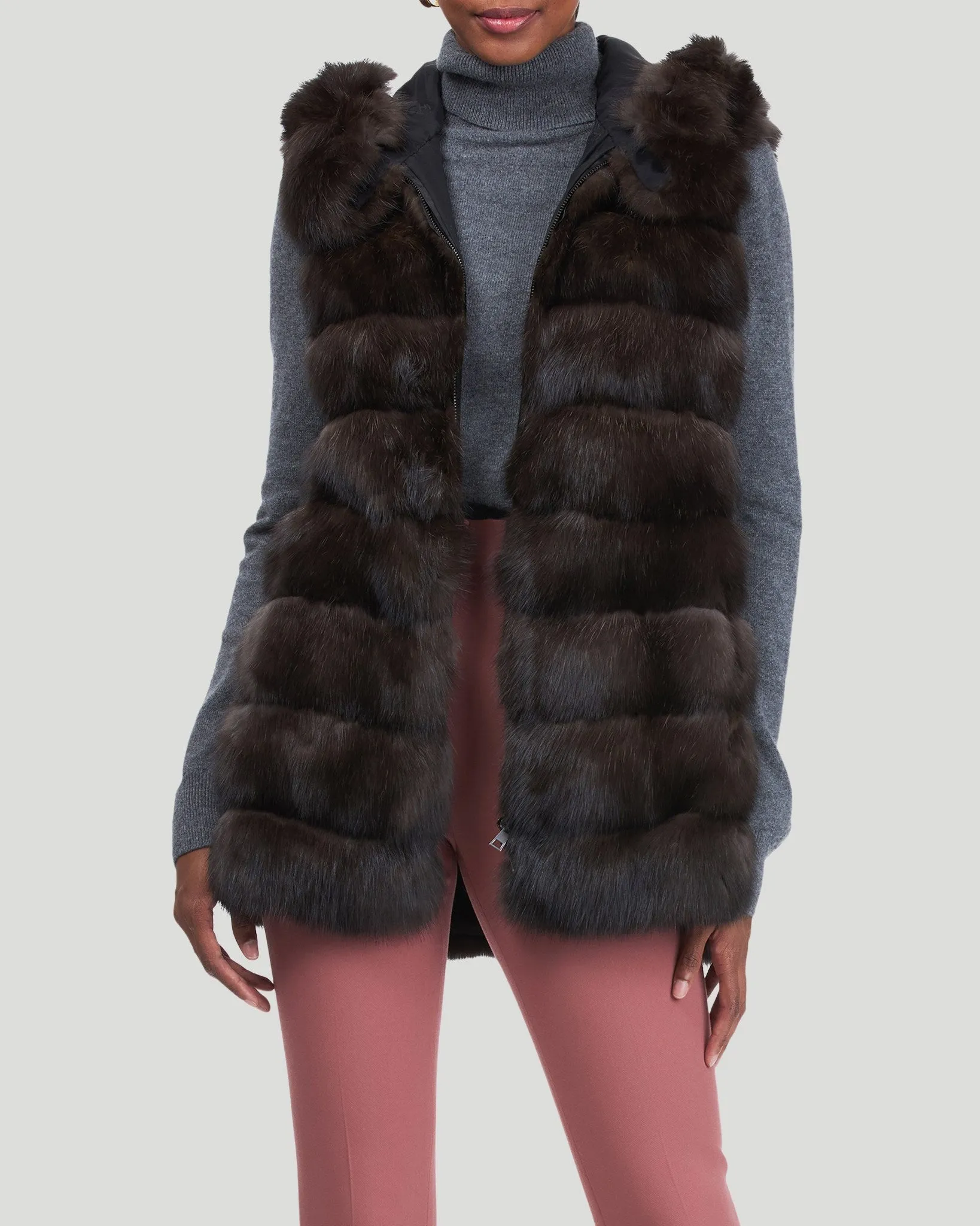 Cashmere Parka with Detachable Sable Vest