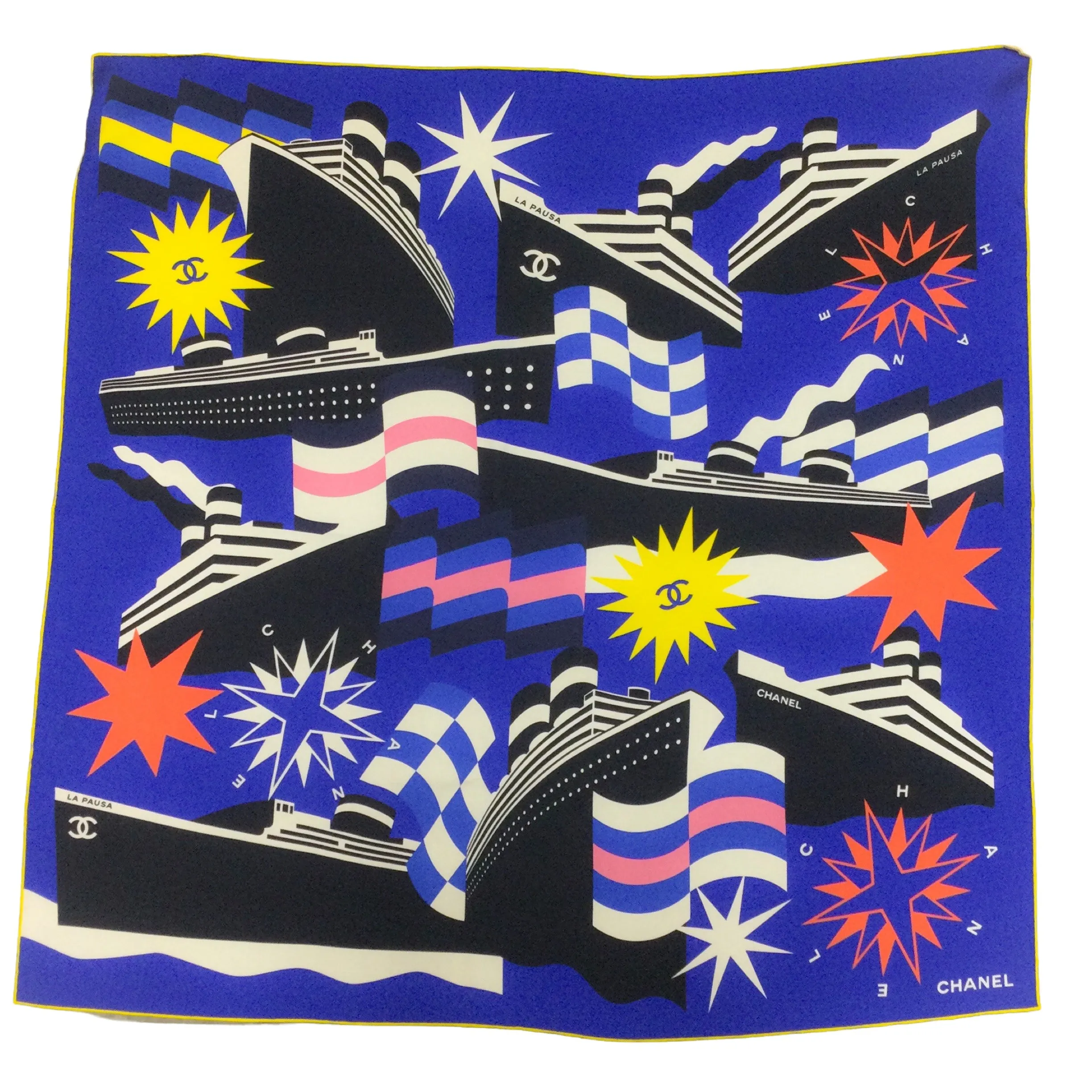 Chanel Blue La Pausa Silk Scarf/Wrap