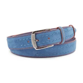 Chaplin V2 Denim/Orange Contrast Stitch Rib Prong Belt