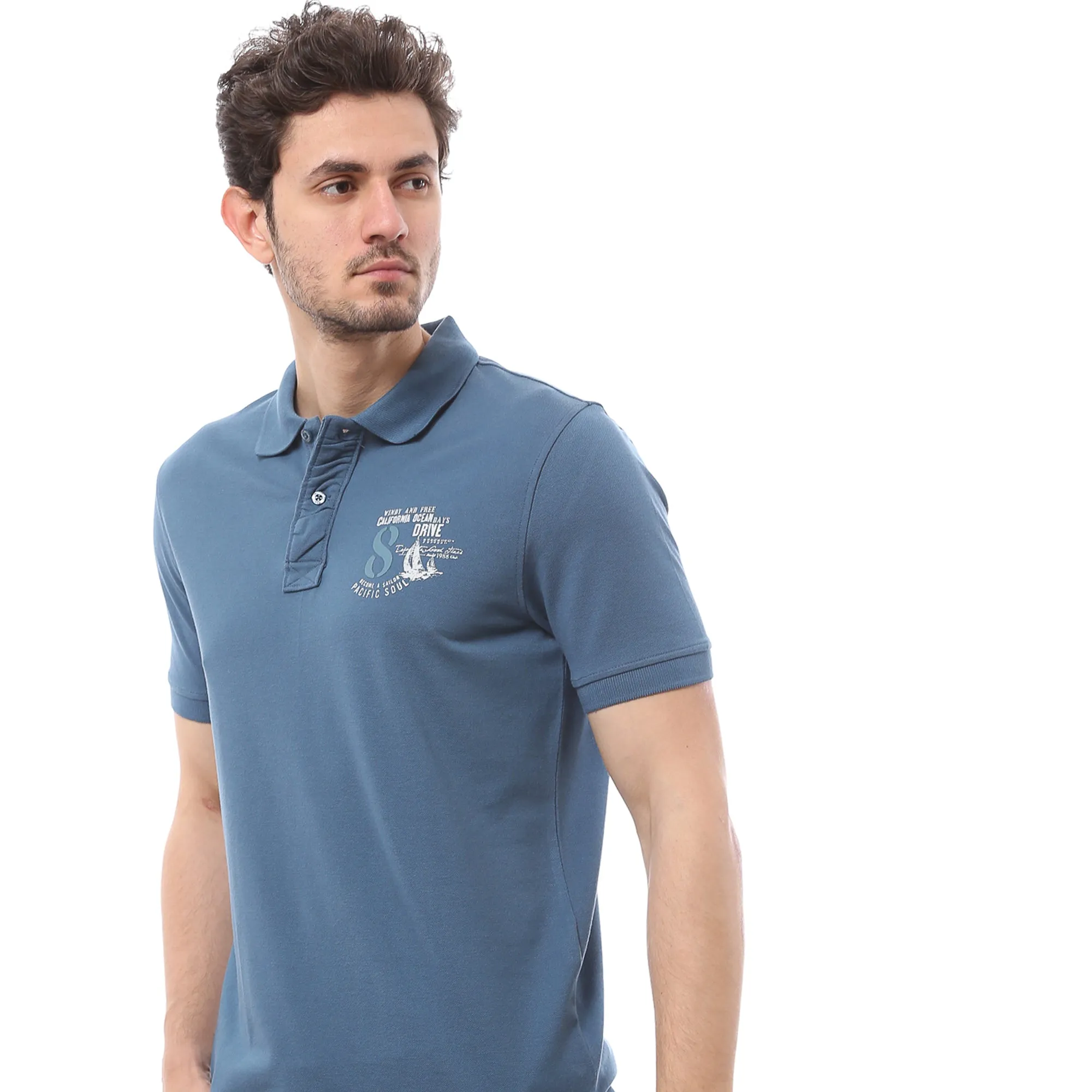 Classic Cotton Polo T-Shirt For Men - Indigo