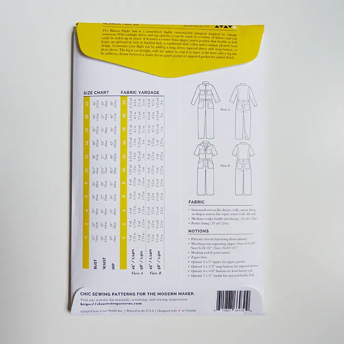 Closet Core Patterns : Blanca Flight Suit