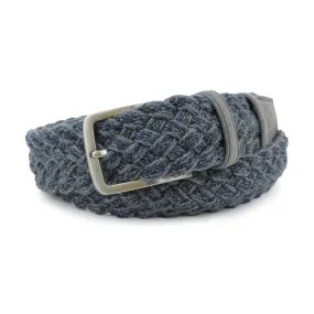 Connery Grey/Navy Wool Melange Handweave Belt