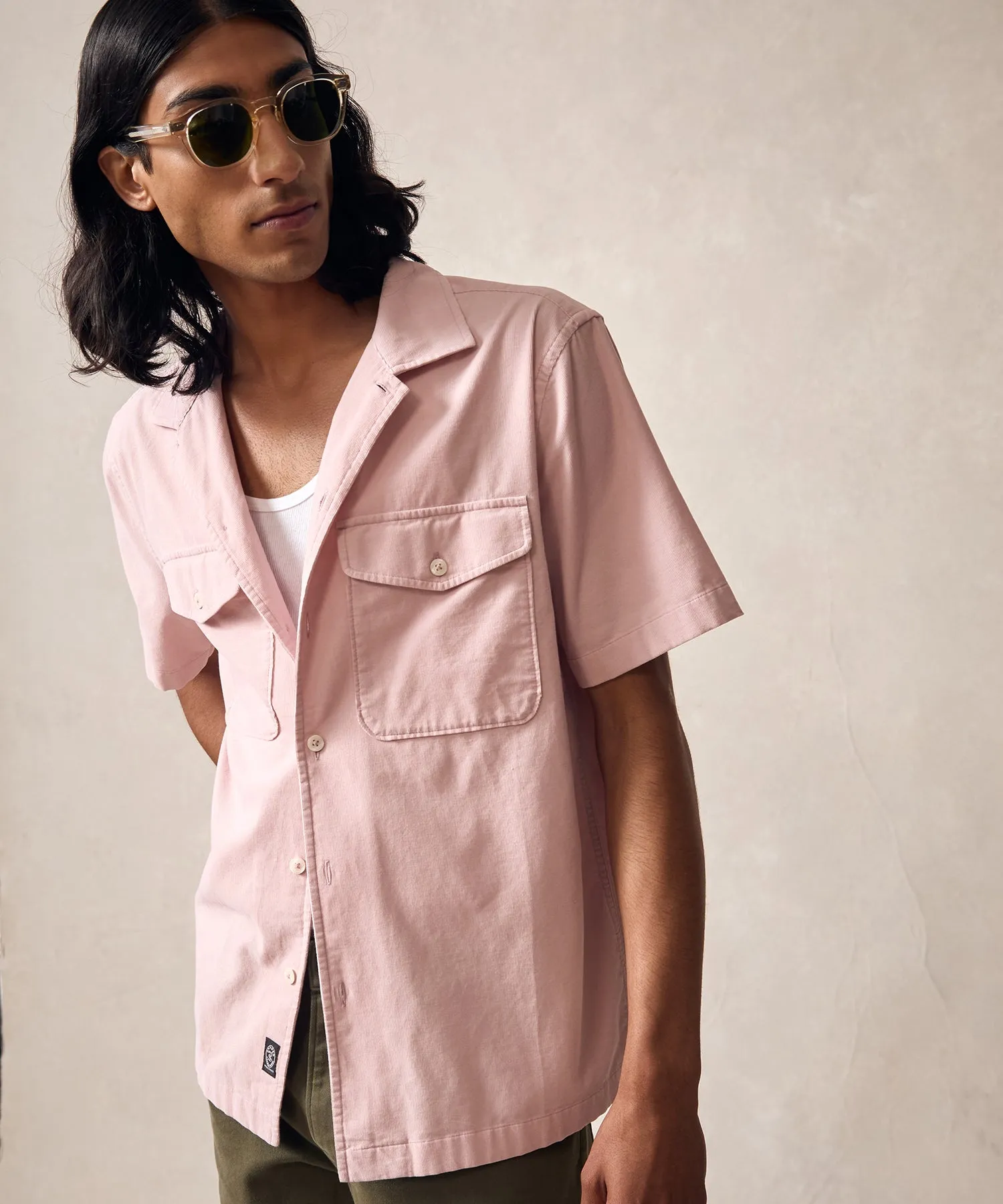 Corduroy Panama Shirt in Shell Pink