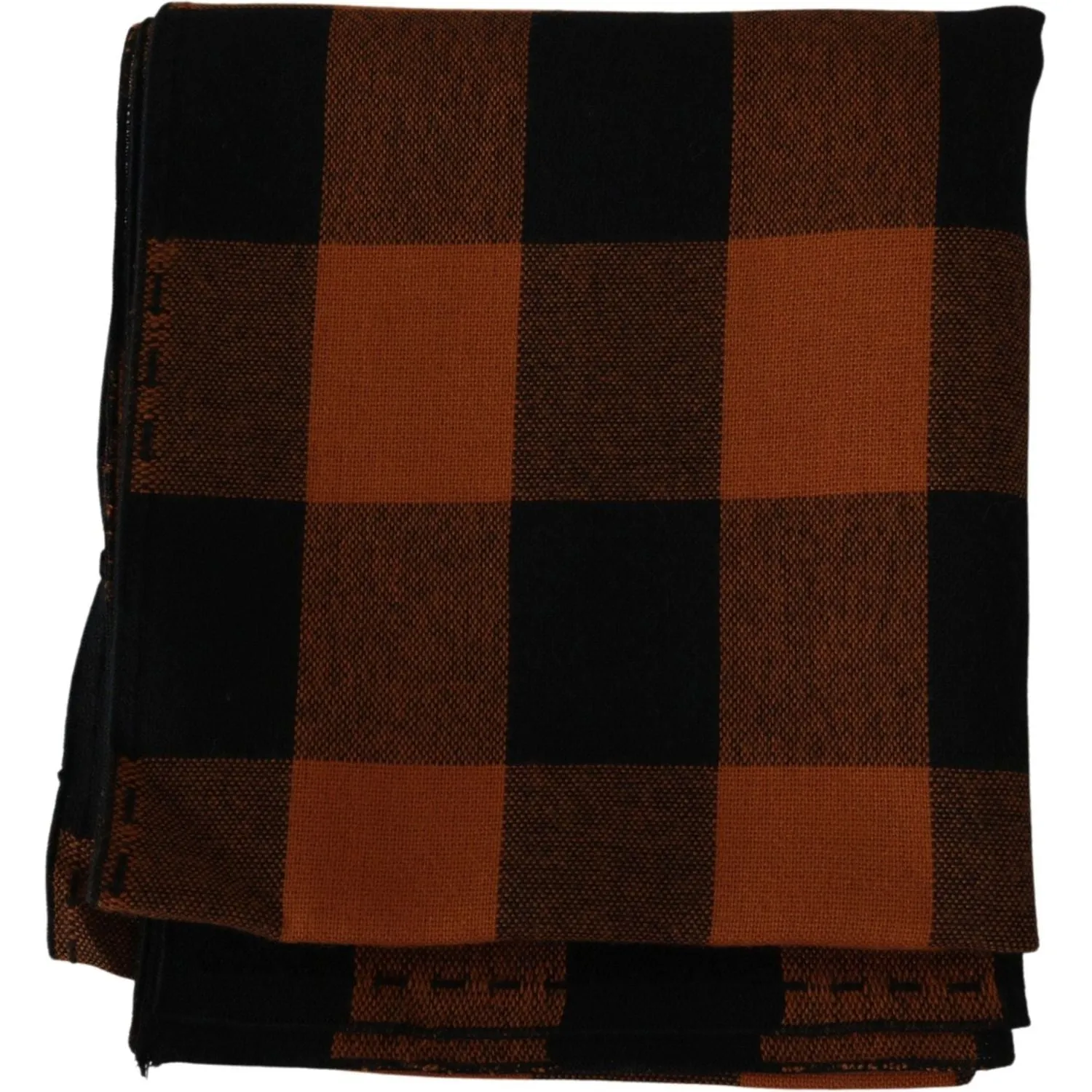 Costume National Chic Orange Check Wool Blend Scarf