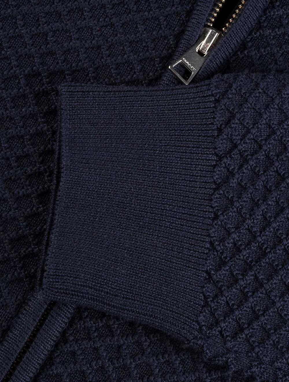 Cotton Texture Full Zip Evening Blue