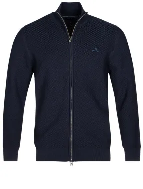 Cotton Texture Full Zip Evening Blue