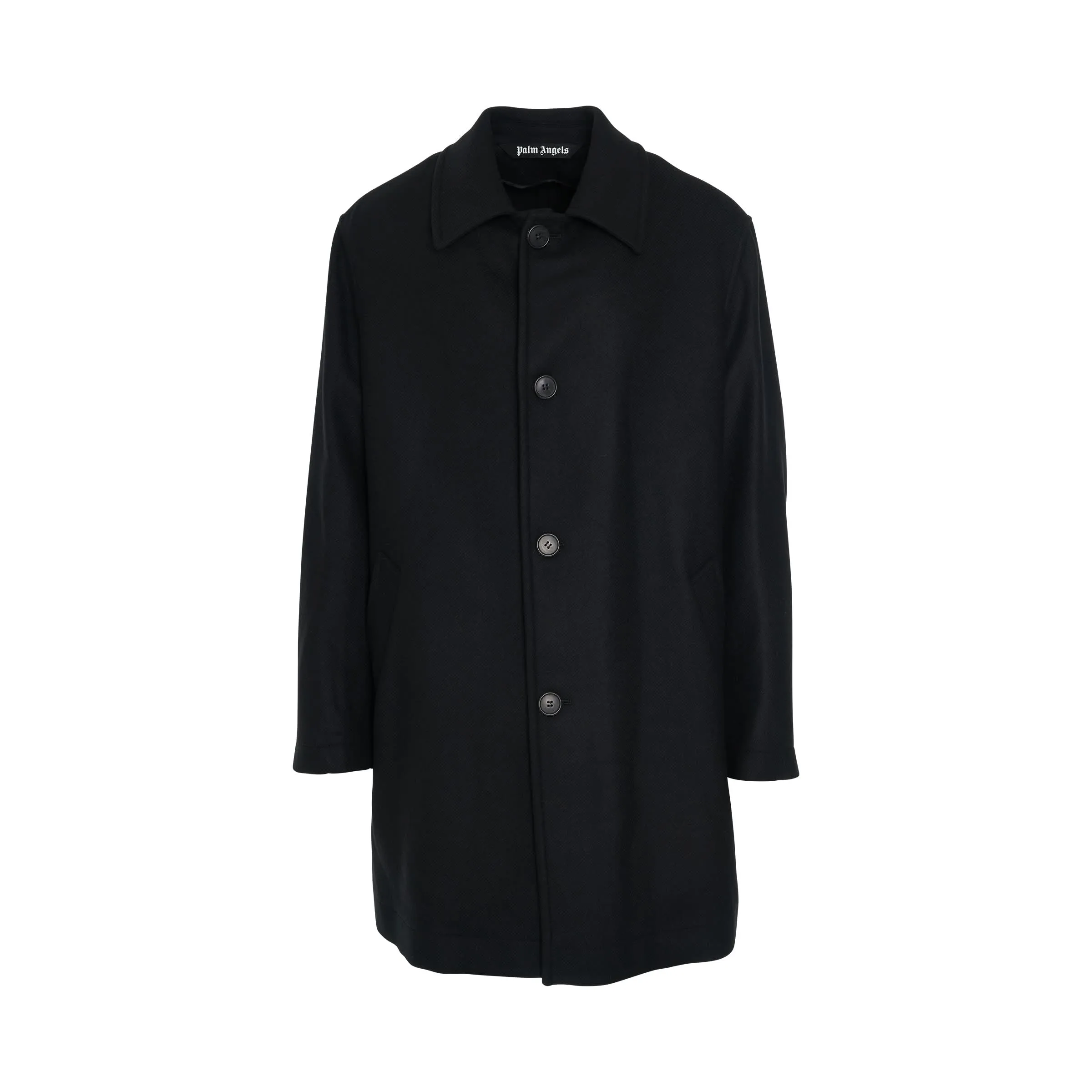 Curved Logo Coat in Black