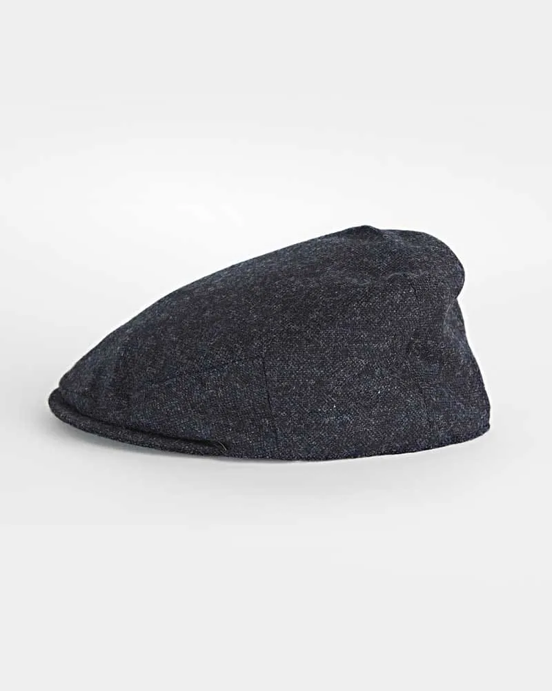 Dark Blue Plain Weave Wool Flat Cap