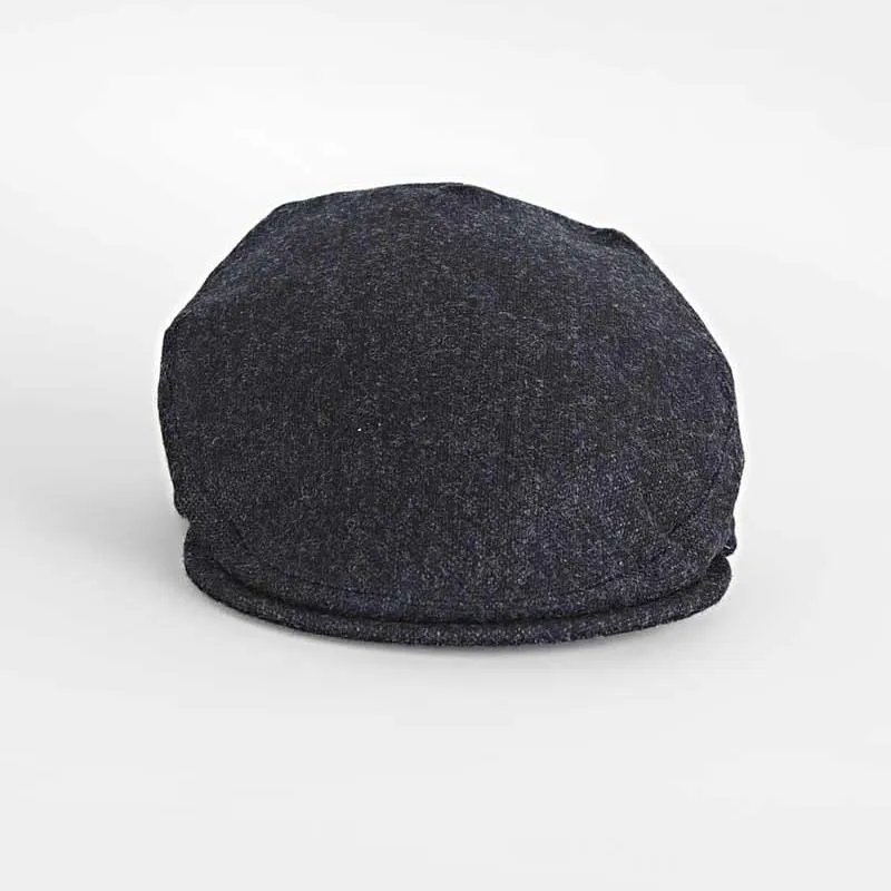 Dark Blue Plain Weave Wool Flat Cap