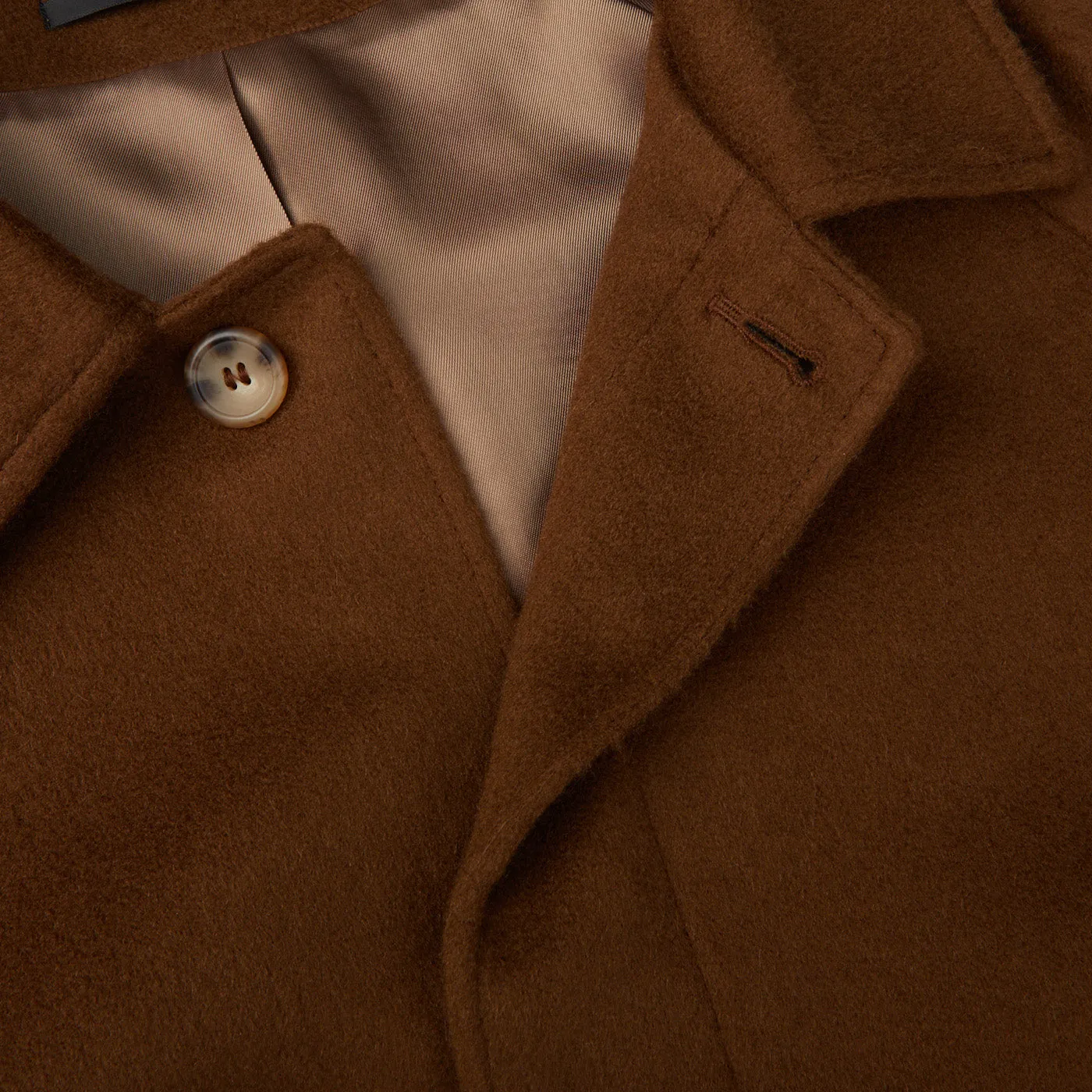 Dark Brown Camel Wool Cashmere Raglan Coat