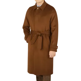 Dark Brown Camel Wool Cashmere Raglan Coat