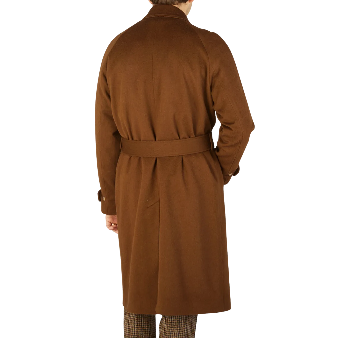 Dark Brown Camel Wool Cashmere Raglan Coat