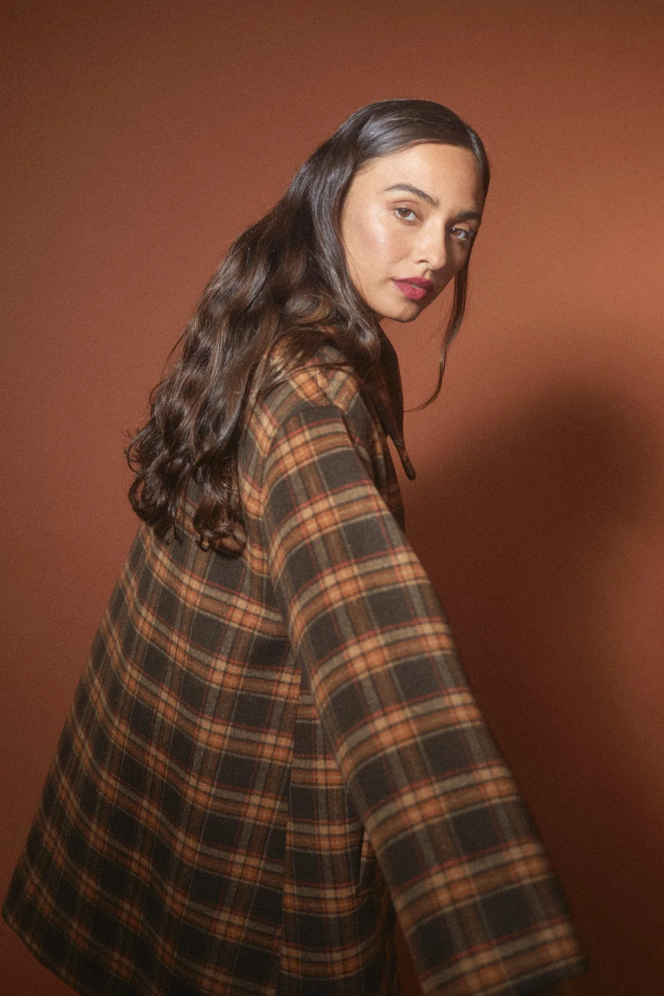 Darmowy Coat Brown/Orange Check