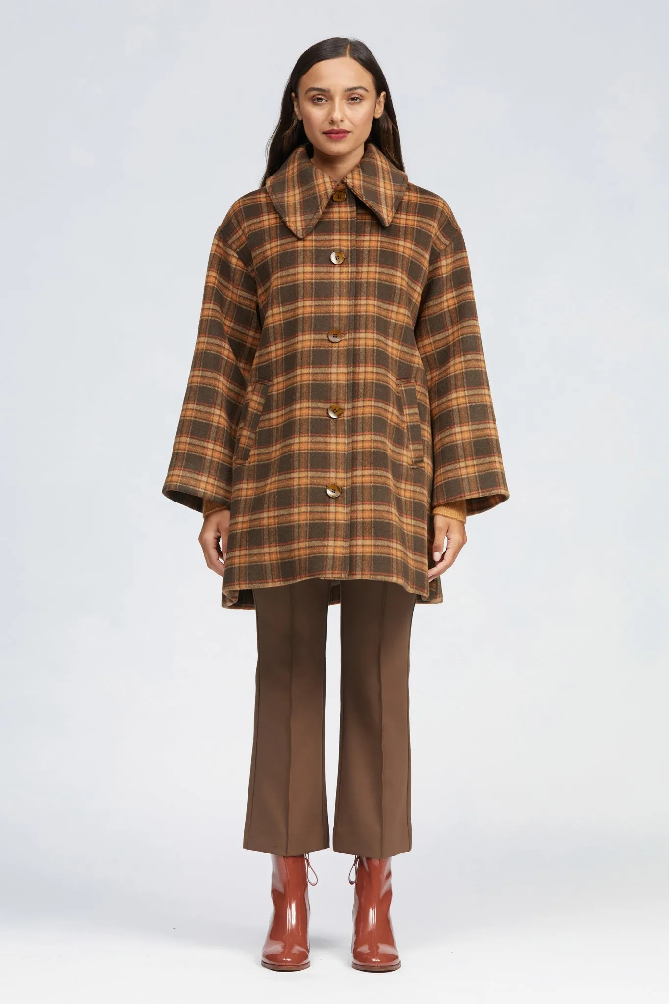 Darmowy Coat Brown/Orange Check