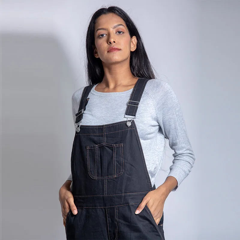 Denim Dungarees with Slip Pockets