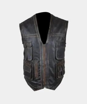 Distressed Genuine Leather Jurassic World Chris Pratt Owen Grady Vest